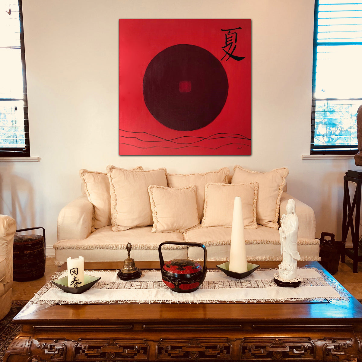 Summer - Original, abstract and modern Zen painting. Feng Shui Art