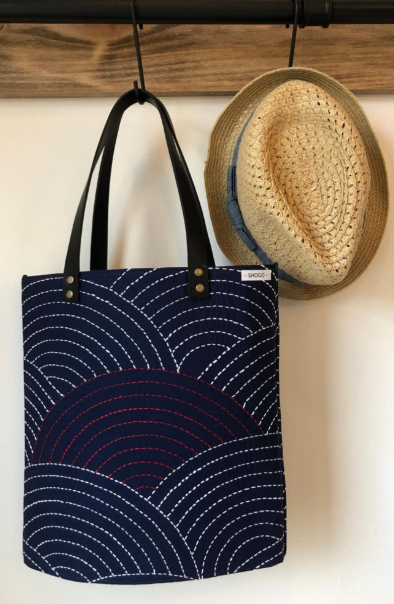【一点物】刺し子バック　Sashiko bag　大きい　黄 水玉　ポケット　京都 一点物】刺し子バック Sashiko bag 大きい 黄 水玉 ポケット 京都 一点