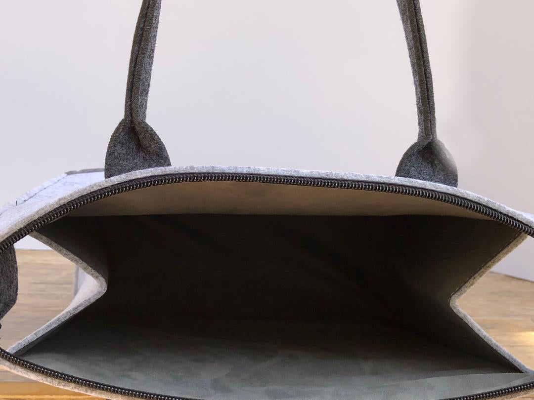 Customized Light and Dark Grey Handbag  Meditation Collection