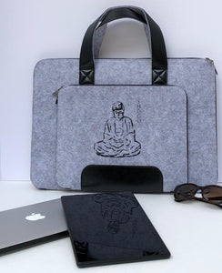 Customized Light Grey Laptop Sleeve bag  Meditation Collection