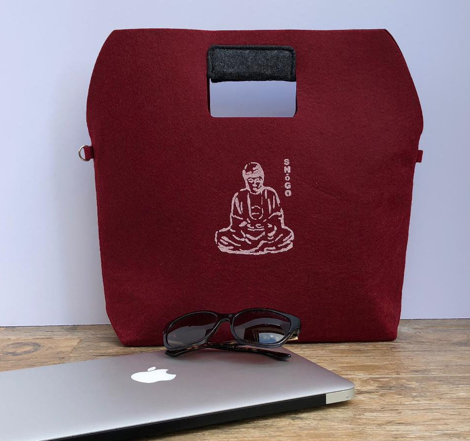 Customized Burgundy and Grey Handbag   Meditation Collection