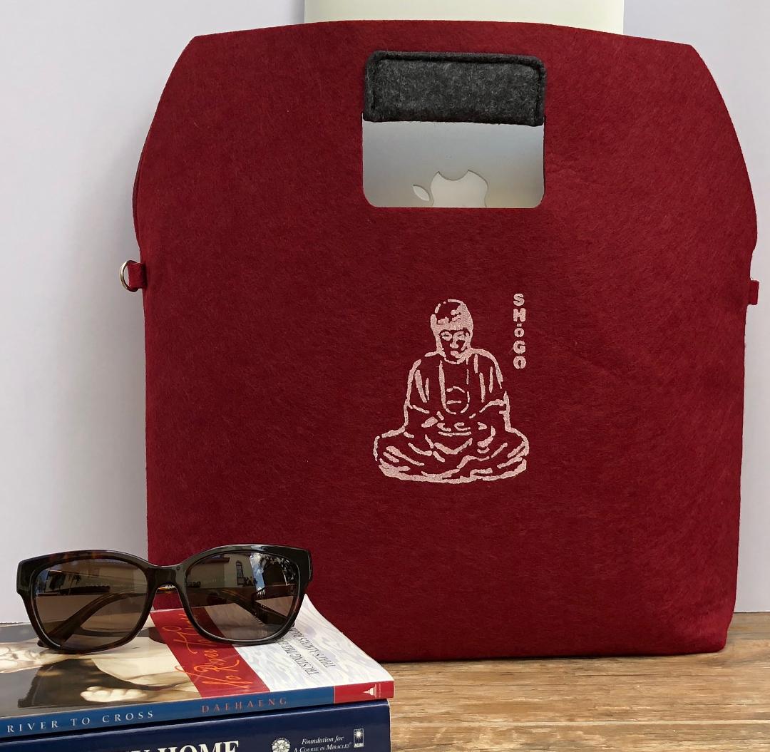 Customized Burgundy and Grey Handbag   Meditation Collection