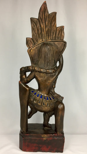 Thai Wooden Carved Dancer Sculpture