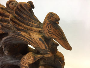 Thai Wood Carved Bird Sculpture on Stand