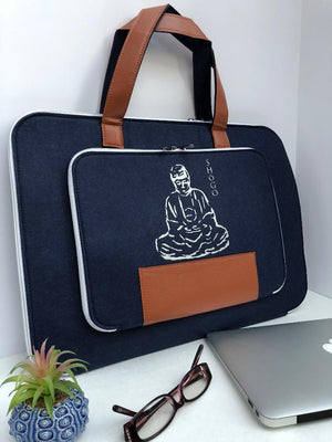 Customized Blue Laptop Sleeve bag  Meditation Collection