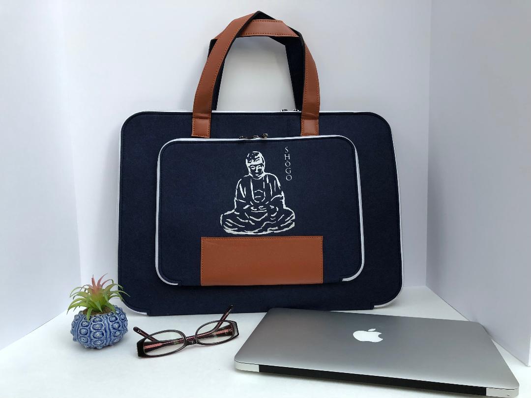 Customized Blue Laptop Sleeve bag  Meditation Collection