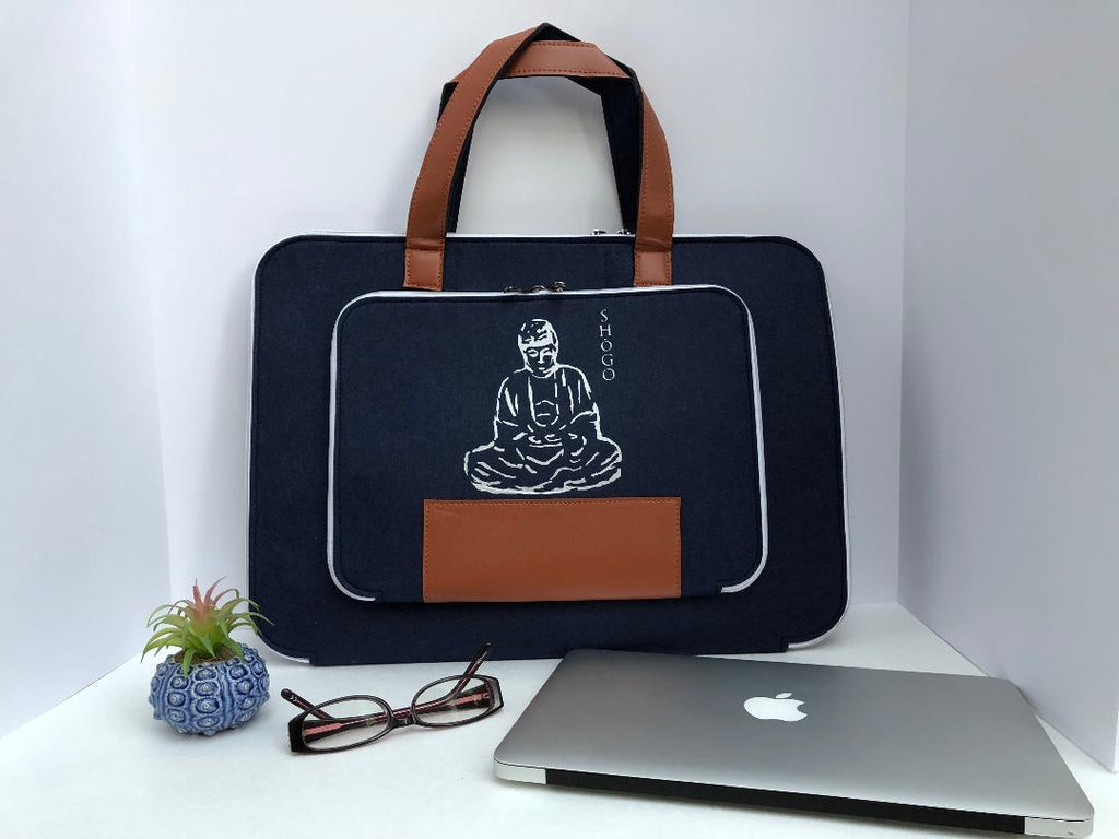 Customized Blue Laptop Sleeve bag  Meditation Collection