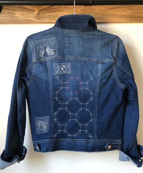 【BOK PLACE】Non-dyeing color stitch denim jacket Stitch Experiment 626 Junior's Denim Jacket Blue XL | eBay