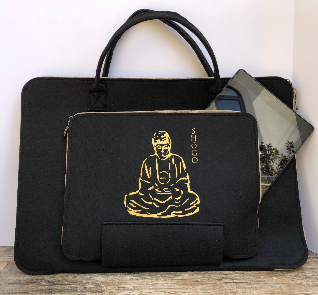 Customized Black Laptop Sleeve bag  Meditation Collection
