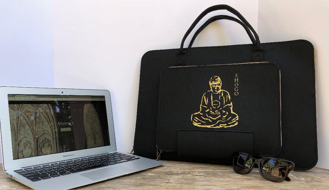 Customized Black Laptop Sleeve bag  Meditation Collection
