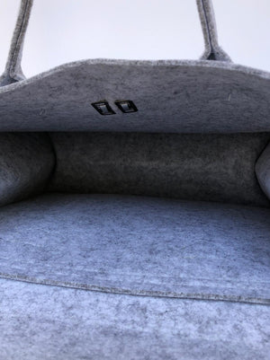 Customized Light Grey Handbag with lock   Meditation Collection