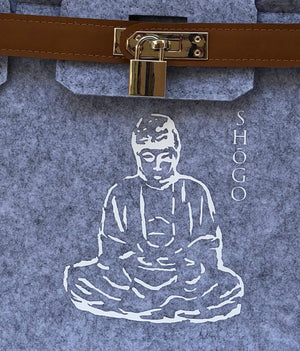 Customized Light Grey Handbag with lock   Meditation Collection