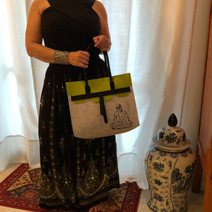 Customized Grey Green and Black Handbag   Meditation Collection
