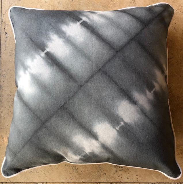 Origami Charcoal Shibori Throw Pillows