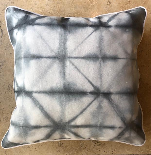 Origami Charcoal Shibori Throw Pillows