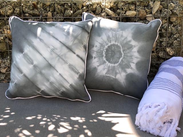 Origami Charcoal Shibori Throw Pillows