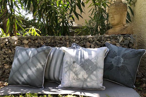 Origami Charcoal Shibori Throw Pillows