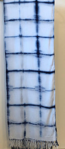 A) 3- Big Size Shibori Cotton Scarves with Fringes