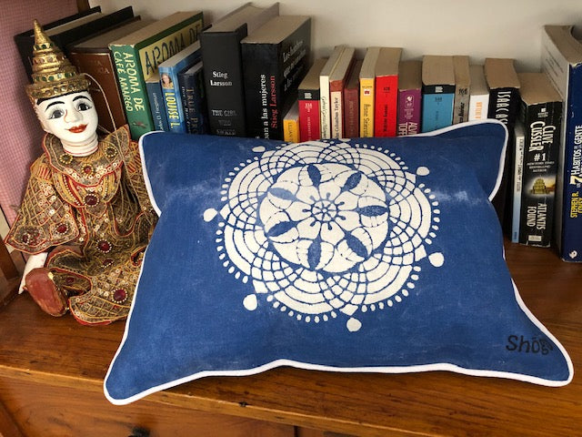 Indigo Shibori Katazome Throw Pillows