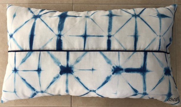 Indigo Shibori Throw Long Pillow
