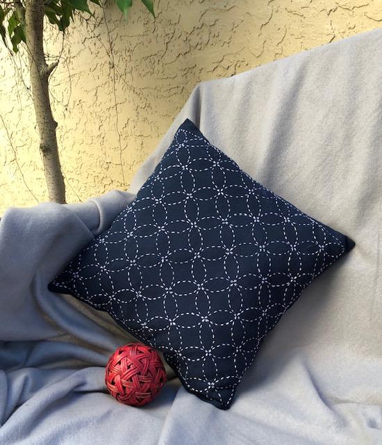 Japanese Sashiko Pillows Hand Embroidered