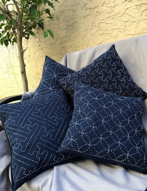 Japanese Sashiko Pillows Hand Embroidered