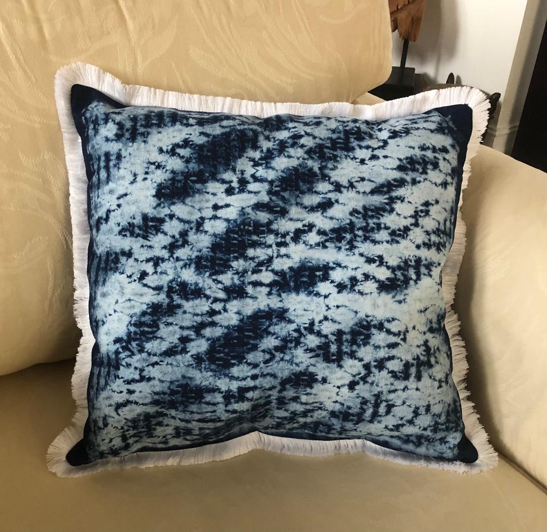 Ori-Nui Indigo Shibori Throw Pillow