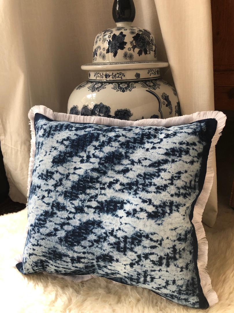 Ori-Nui Indigo Shibori Throw Pillow