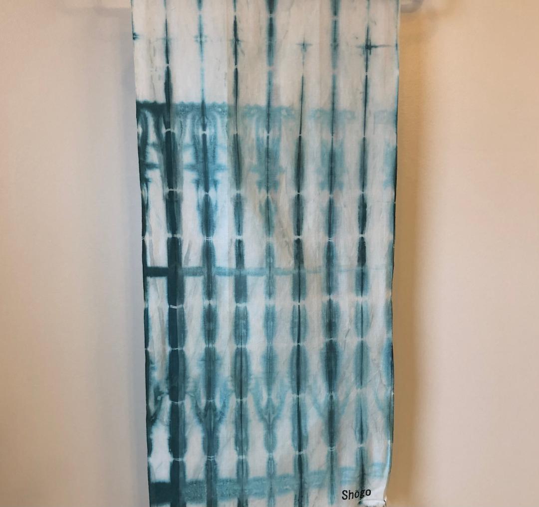 C) 8- Indigo Shibori Cotton Scarves