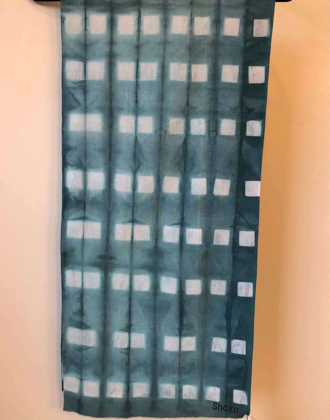 C) 9- Indigo Shibori Cotton Scarves