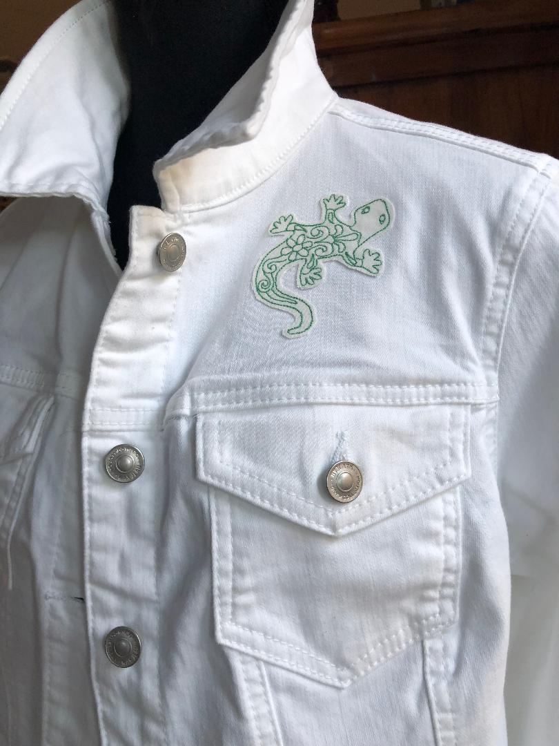 White Denim Embroidery Jacket